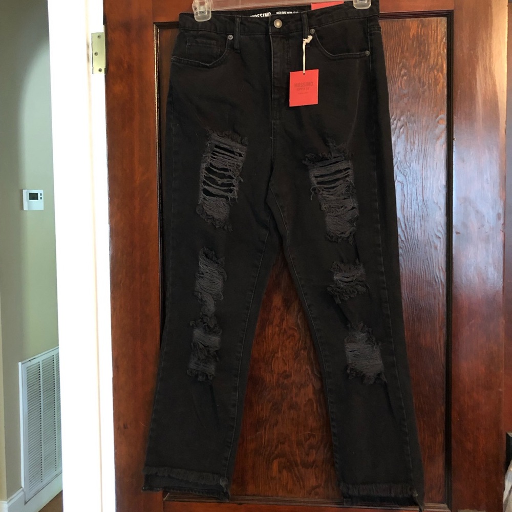 Mossimo High Waisted Destroyed Black Denim